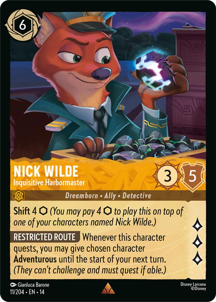 Nick Wilde - Inquisitive Harbormaster - Lorcana card