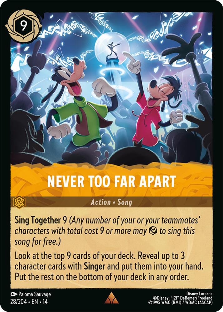 Never Too Far Apart - Lorcana card