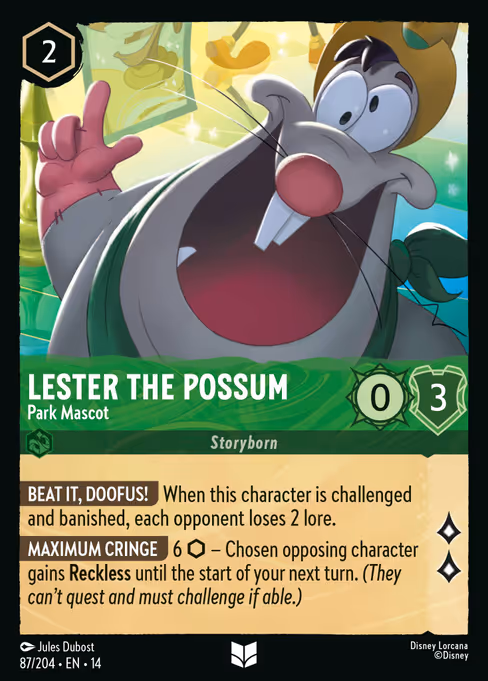 Lester the Possum - Hyperia City Lorcana spoiler