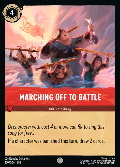 Marching Off to Battle - Winterspell Lorcana spoiler