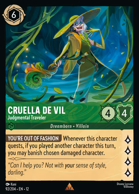 Cruella De Vil - Wilds Unknown Lorcana spoiler